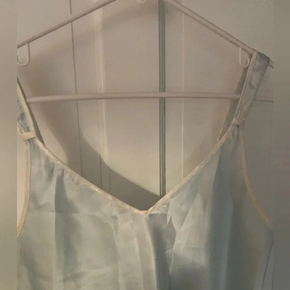 Vintage 90s Light Blue Oscar de la Renta Pink Label Silky Slip Size Small - Picture 3 of 6